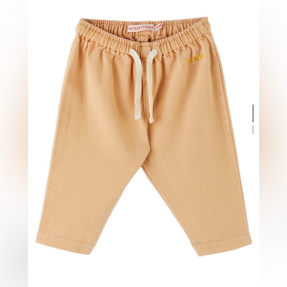 TINYCOTTONS Baby Pant Beige Solid Trousers Size 9M